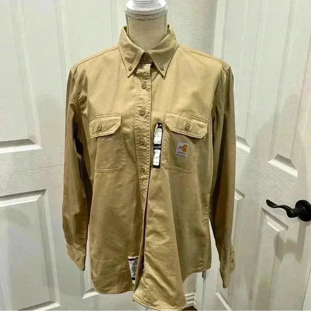 Carhartt Flame Resistant HRC 2 kaki long sleeve button down NWT